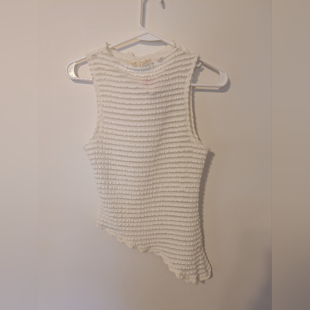 Women's White Textured Tank Top